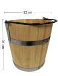 Wooden Sauna Bucket with Metal Ring - 15 Liters