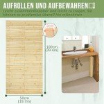 Bamboo Sauna Floor Mat with Rolling Frame 100x50 cm