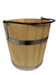 Wooden Sauna Bucket with Metal Ring - 15 Liters
