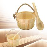 Wooden Sauna Bucket and Ladle Set