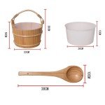 4L Wooden Sauna Bucket with Ladle and Liner