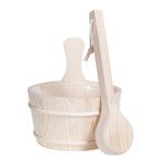 Handmade Wooden Sauna Bucket and Ladle Set