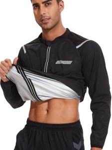 Clevvets Men's Long Sleeve Sauna Workout Jacket