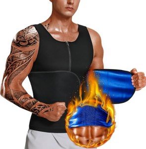 Men's Sauna Vest with Zipper and Waist Trimmer