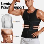 Men's Sauna Vest with Zipper and Waist Trimmer