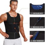 Men's Sauna Vest with Zipper and Waist Trimmer