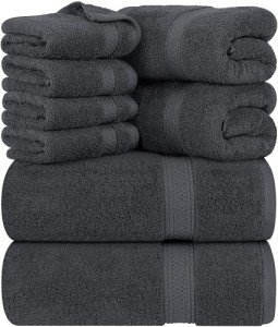 Utopia 8-Piece Cotton Towel Set - Gray