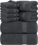 Utopia 8-Piece Cotton Towel Set - Gray
