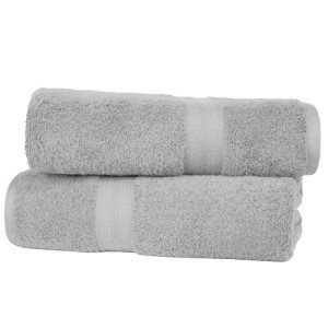Soft 100% Cotton Bath Towels in Grey - 2-Pack