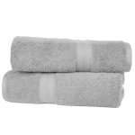Soft 100% Cotton Bath Towels in Grey - 2-Pack