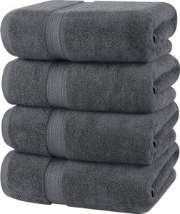 Soft Cotton Bath Towels Set - 4 Pieces (Grey)