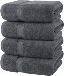 Soft Cotton Bath Towels Set - 4 Pieces (Grey)