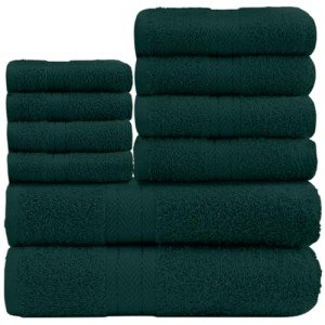 10-Piece Soft Towel Set - Dark Green