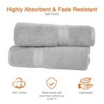 Soft 100% Cotton Bath Towels in Grey - 2-Pack