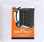 6 Pack Premium Quick-Dry Cotton Bath Towels