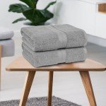 Soft 100% Cotton Bath Towels in Grey - 2-Pack