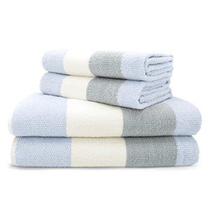 Velosso 4-Piece Cotton Towel Set - Ombre Striped