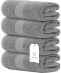 Luxury Large Bath Towels - Set of 4 Grey