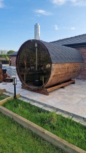 Harvia M3 Wood Fired Barrel Sauna with Panoramic Window