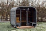 Outdoor Barrel and Cube Sauna with Terrace