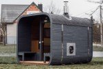 Outdoor Barrel and Cube Sauna with Terrace