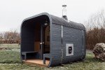 Outdoor Barrel and Cube Sauna with Terrace