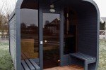 Outdoor Barrel and Cube Sauna with Terrace