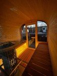 Outdoor Barrel Sauna with Harvia Electric Heater