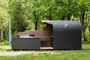 Outdoor Barrel Sauna and Hot Tub Combo