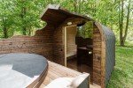 Outdoor Barrel Sauna and Hot Tub Combo