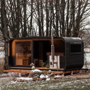 Outdoor Barrel Sauna Hot Tub Combo