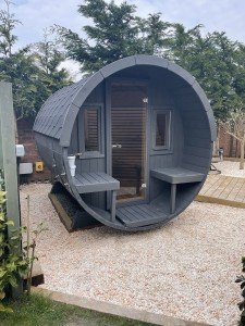 Outdoor Barrel Sauna with Electric Wood Stove