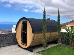 Cozy Outdoor Barrel Sauna for Relaxation
