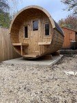 Outdoor Barrel Sauna with Electric Wood Stove