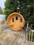 Outdoor Barrel Sauna with Electric Wood Stove
