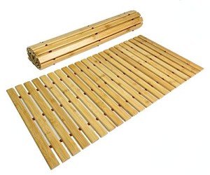HOMION Folding Bamboo Bath Mat for Sauna & Shower