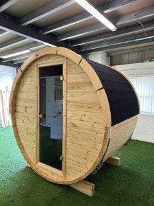2m Barrel Sauna with Harvia Electric Heater