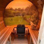 Outdoor Panoramic Barrel Sauna - Red Cedar 1800