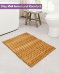 HOMION Folding Bamboo Bath Mat for Sauna & Shower