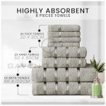 Boston 8-Piece Cotton Towel Set in Silver