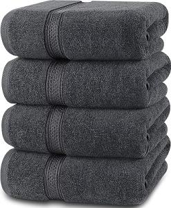 Soft Cotton Bath Towels Set - 4 Pieces (Grey)
