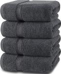 Soft Cotton Bath Towels Set - 4 Pieces (Grey)