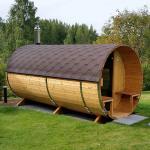 KeiCo Barrel Sauna with Changing Room and Canopy