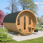 KeiCo Barrel Sauna with Changing Room and Canopy