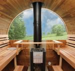KeiCo Barrel Sauna with Changing Room and Canopy