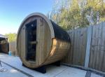 Cozy Outdoor Barrel Sauna for Relaxation
