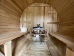 Cozy Outdoor Barrel Sauna for Relaxation
