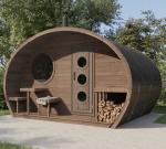 Outdoor Oval Barrel Sauna with Electric Stove