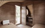 Outdoor Oval Barrel Sauna with Electric Stove