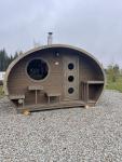 Outdoor Oval Barrel Sauna with Electric Stove